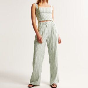 [LIKE NEW SET] A&F Sloane Tailored Linen-Blend Pant + Linen-Blend Set Top